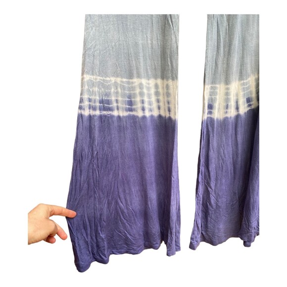 Nu Label Anthro blue white tie dye palazzo long Pants Size M Coachella Boho - Picture 5 of 9